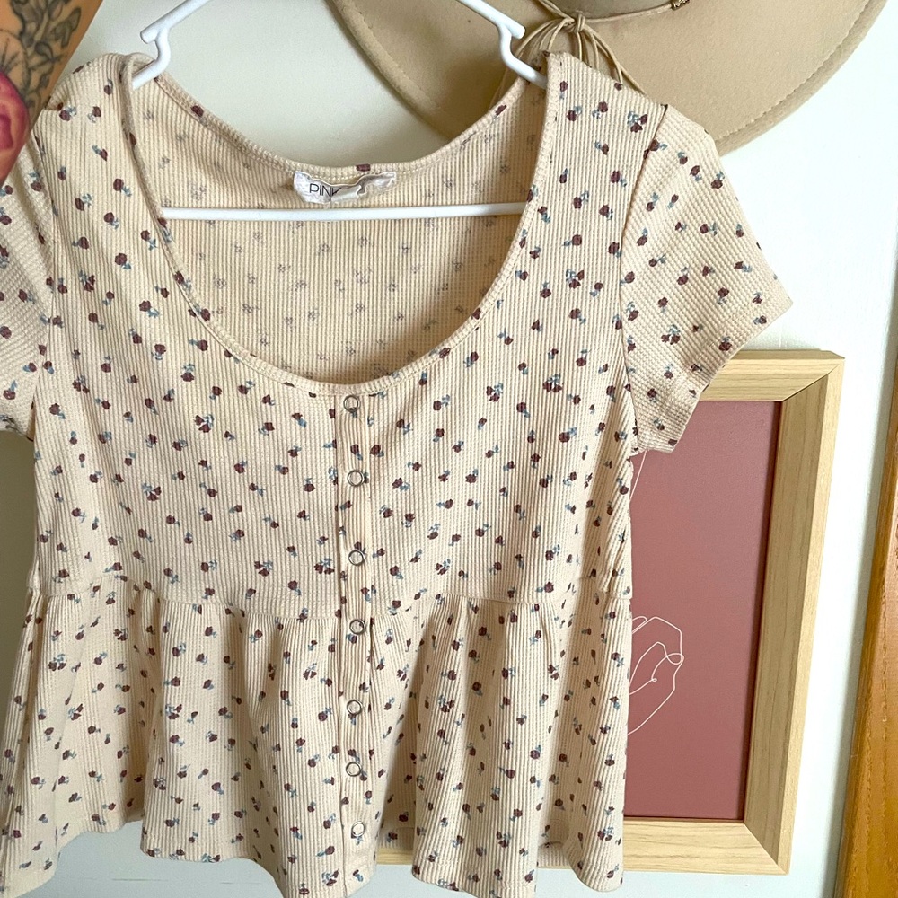 Cottagecore peplum floral top blouse